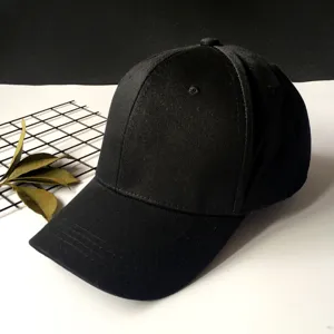Macro view of a classic black cotton baseball cap featuring a minimalist adjustable design