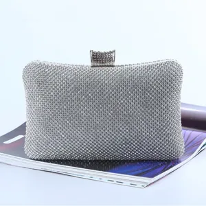 Elegant Rhinestone Evening Bag For Women Fabric Sparkly Clasp Clutch Wallet Metal Chain Banquet Wedding Evening Party Handbag