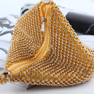 Handmade triangular rhinestone evening clutch bag for elegant banquets and parties