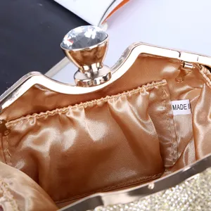 Sparkly evening clutch bag with an elegant crystal clasp and luxurious satin lining