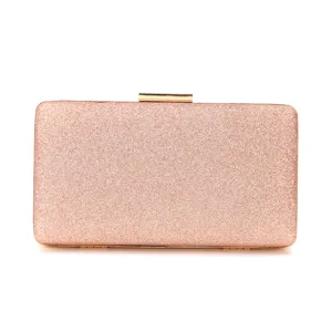 Glitter evening clutch bag for women, sparkling gold party handbag, stylish wedding purse.