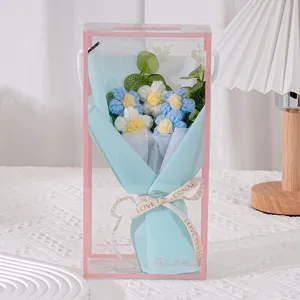 Handmade crochet daisy flower bouquet gift box romantic Valentine's Day present floral decor