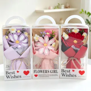 Handmade Crochet Cosmos Flower Bouquet in Gift Box Knitted Flower Gift for Teacher Valentine