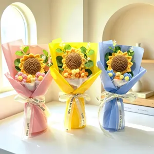Handmade crochet sunflower bouquet gift for graduation, Mother's Day and teachers.