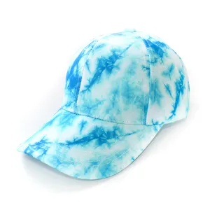 Blue tie-dye baseball cap for outdoor sun protection, stylish casual summer hat for men and women