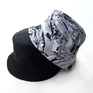 Reversible bucket hat men women Japanese trendy sun protection double sided basin hat
