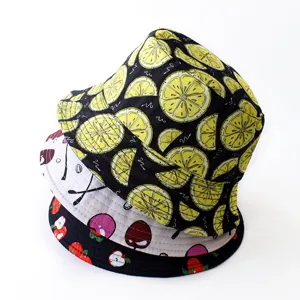 Obstmuster Bucket Hat für Damen und Herren, doppelseitiger lässiger Outdoor Sonnenschutz Hut.