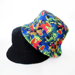 Chapeau bob réversible pour homme et femme, imprimé jungle tropicale, protection solaire.