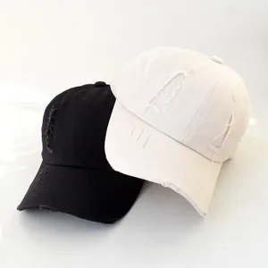 Vintage distressed baseball cap for men and women, trendy summer sun shading dad hat.