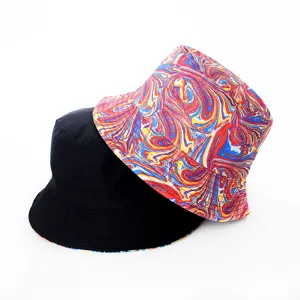 Reversible bucket hat digital print fashion sun hat casual outdoor hats for men and women