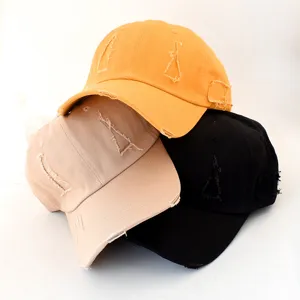 Distressed baseball cap for men and women, vintage style cotton sun hat for summer outdoor wear.