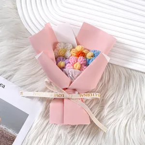 Ramo de flores de lana tejido a mano flores puff de ganchillo regalo decoración detalle