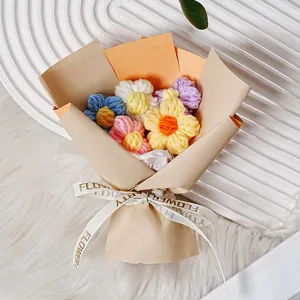 Ramo de flores de lana tejido a mano bonito regalo para la decoración del hogar