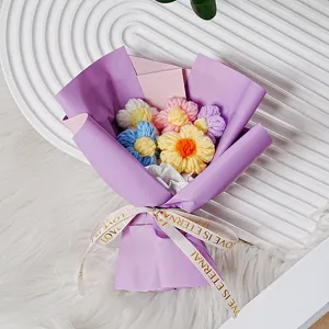 Ramo de flores de ganchillo hecho a mano de lana tejida regalo decoración perfecto