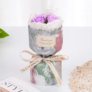 Mini ramo de rosas de jabon regalo San Valentin paquete cinta amor eterno decoracion