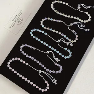 Pulsera Burbujas Coloridas de Circonia para Mujer Brillo Dopamina Cadena de Mano Ajustable Lujo Minimalista Aleación de Cobre Joyería