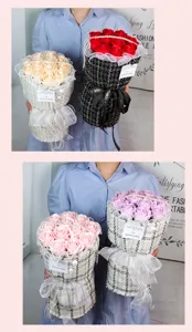 Handmade soap rose bouquet in tweed wrapping with pearls, perfect gift for Valentine and teachers.
