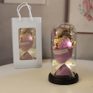 Eternal flower glass dome night light gift preserved carnation rose romantic festival present