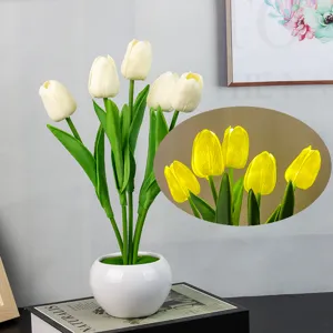 Luz nocturna de tulipan maceta de ceramica lampara de ambiente regalo decoracion hogar