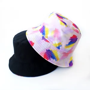 Chapeau bob réversible pour homme et femme, avec motif éclaboussure de peinture colorée.