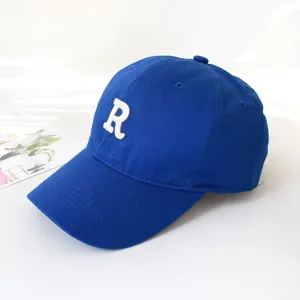 Unisex Cotton Canvas Embroidered Letter R Baseball Cap Korean Fashion Adjustable Sunshade Hat Outdoor Casual Snapback Cap