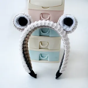 Cute knitted frog eye headband winter warm hair hoop sweet hair accessory for women