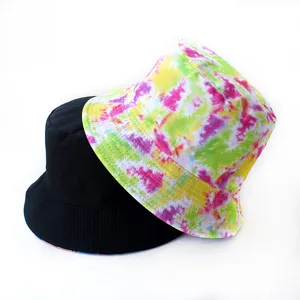 Chapeau bob réversible pour hommes et femmes, chapeau de soleil tie-dye et noir.