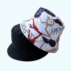 Chapeau bob réversible pour homme et femme, chapeau de soleil élégant imprimé et noir.