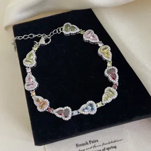 Lujosa pulsera de circonitas de colores con forma de calabaza y cristales brillantes mujer