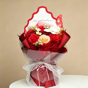 Kunstmatige zeeproos bloemboeket cadeau voor valentijnsdag en lerarendag decoratie