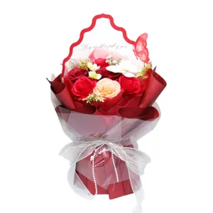 Kunstmatige zeep roos bloem boeket cadeau voor Valentijnsdag en leraar feest viering