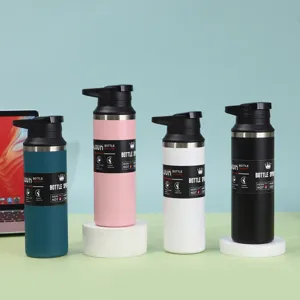 Stainless steel vacuum insulated sports water bottle, large capacity travel tumbler cup.