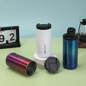 Edelstahl Vakuum isolierte Kaffeetasse Reisebecher tragbare Autotasse Detailansicht