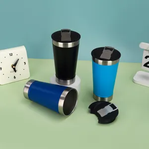 Stainless steel tumbler with bottle opener lid 20oz vacuum insulated travel coffee mug