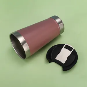 20oz stainless steel tumbler with bottle opener lid, vacuum insulated travel coffee mug