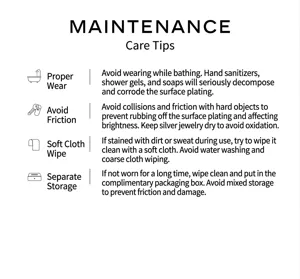 Jewelry maintenance instructions showing how to care for electroplated rings and stones