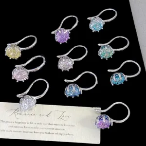 Alloy Rhinestone Non Pierced Ear Clip Fireworks Cut Rose Cut Ear Cuff Luxury Geometric Crystal No Ear Hole Clip Earrings For Women Jewelry