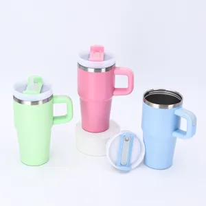 Variety of 20oz stainless steel insulated tumblers with handles and multi-functional lids.