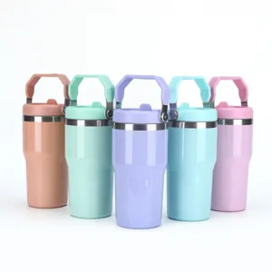 20oz edelstahl isolierter auto becher mit griff einfarbig tragbarer reise kaffeebecher