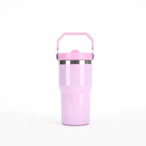 Langlebiger rosa 20oz isolierter Edelstahl Auto Becher mit Griff und Deckel fuer Alltag