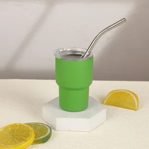 Mini vaso térmico de acero inoxidable con pajita y tapa para café y bebidas frías.
