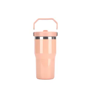 Rosa Edelstahl 20oz Becher mit Griff Reisebecher isolierte Autotasse tragbarer Becher.