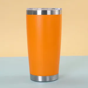 20oz stainless steel insulated tumbler with lid orange double wall travel coffee mug cup