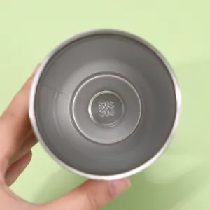 Detailed top view of stainless steel thermos cup inner wall showing material and quality.