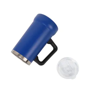 Tasse Isotherme en Acier Inoxydable Vide avec Poignee et Couvercle Bleu Voyage