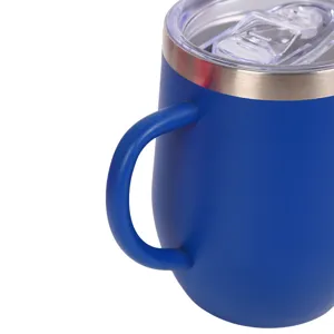 Tazza da caffè isolata sottovuoto in acciaio inossidabile 304 con manico e coperchio