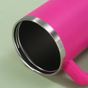 Close-up of 40oz stainless steel tumbler rim and insulated interior detail