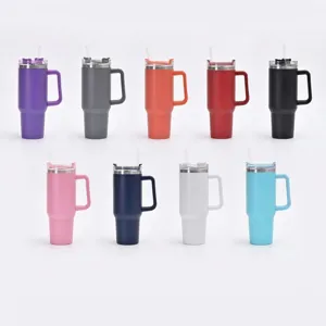 40oz Stainless Steel Vacuum Insulated Tumbler With Handle And Straw Double Wall Portable Car Thermal Coffee Mug Ice Bully Cup