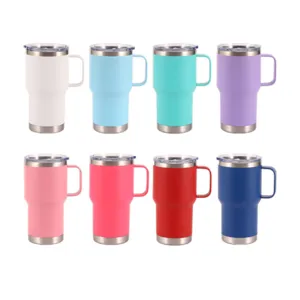 Bicchiere Isolato in Acciaio Inossidabile 20oz con Manico Tazza da Viaggio Caffè