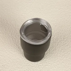 3oz mini taza de cafe aislada de acero inoxidable detalle vista superior tapa clara